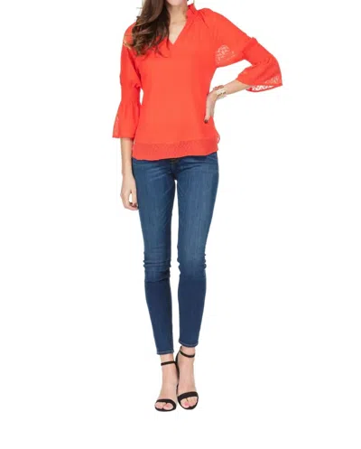 Jade Melody Tam Carissa Swiss Dot Top In Coral In Red