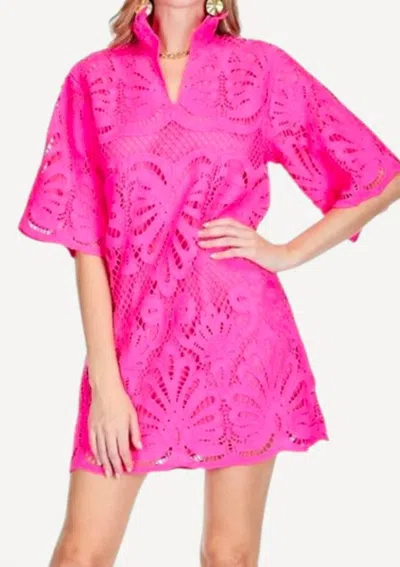 Jade Melody Tam High Neck Tunic Dress In Pink Lace