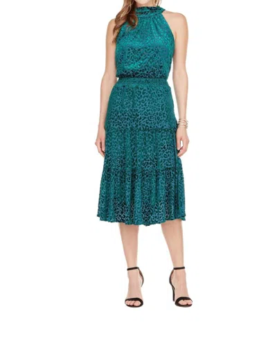 Jade Melody Tam Holly Leopard Halter Dress In Teal Burnout In Blue