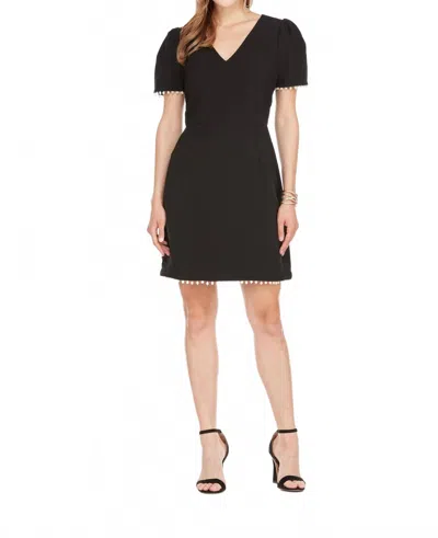 Jade Melody Tam Pearl Trim Mini Dress In Black/ White