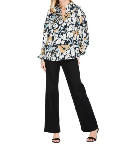Jade Melody Tam Trimmed Long Sleeve Top In Fall Bloom