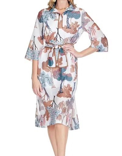 Jade Mirrored Harvest Midi Dress In White/brown