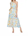 Jade One Shoulder Bow Maxi Dress In Blue Lotus In Multi