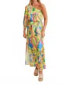 Jade One Shoulder Column Dress In Chartreuse Dream In Multi