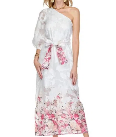 Jade One Shoulder Column Dress In Summer Blooms In Multi