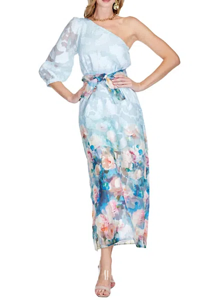 Jade One Shoulder Dress In Painted Garden
