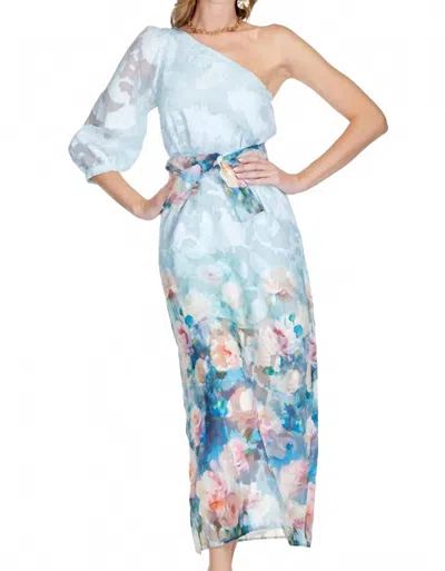 Jade One Shoulder Dress In Painted Garden In Multi