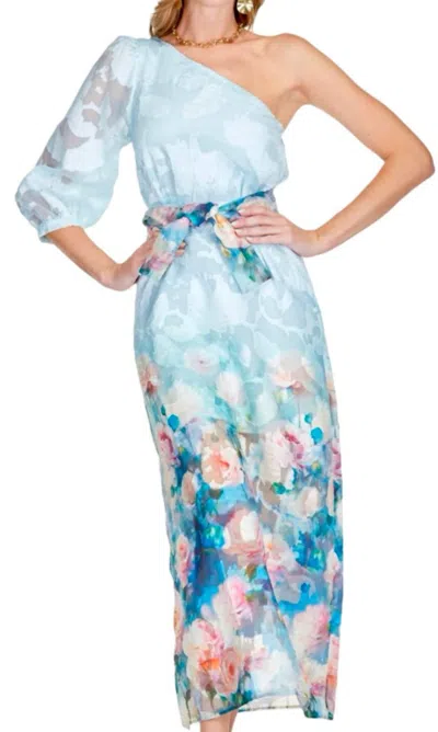 Jade One Shoulder Floral Dress In Paint Garden In Multi