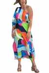Jade One Shoulder Midi Dress In Multi Brushed In Multi