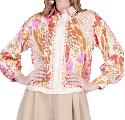 Jade Oversized Shirt In Floral Scarf In Multi