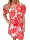 Jade Collar Chemise Dress In Red Pattern Orgnaza In Red