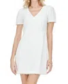 Jade Pearl Trim Dress In White In White