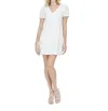 Jade Pearl Trim Dress In White In White