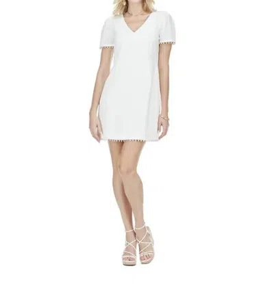 Jade Pearl Trim Dress In White