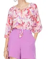 Jade Peasant Blouse In Warm Strokes In Multi