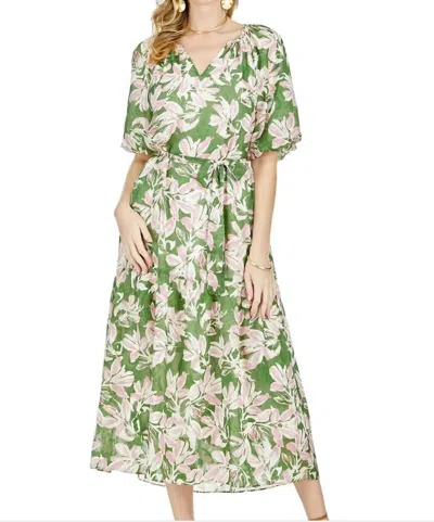 Jade Peasant Maxi Dress In Serene In Blue