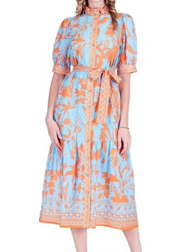Jade Placket Midi Dress In Birds Of Paradise In Multi