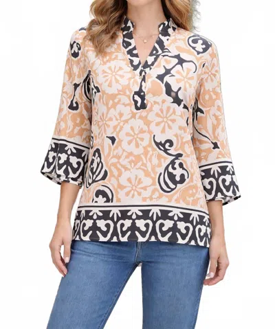 Jade Placket Tunic In Ethnic Border In Pink