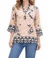 Jade Placket Tunic In Ethnic Border In Multi