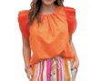 Jade Pleated Front Ruffle Blouse In Orange In Orange