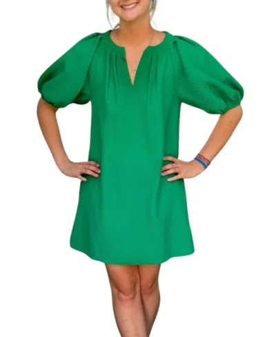 Jade Pleated Sleeve Dress In Green