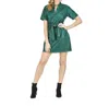 Jade Pleather Dress In Emerald In Gold