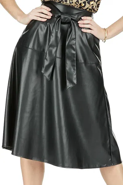 Jade Pleather Midi Skirt In Black