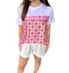 Jade Print Block Side Tie Tee In Tribeca Fans In Multi
