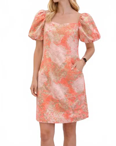 Jade Puff Sleeve Dress In Gold Dust In Multi