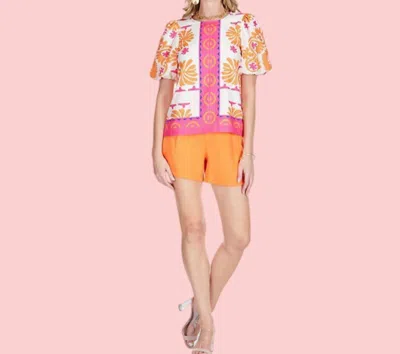 Jade Puff Sleeve Top In Summer In Multi