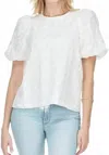 Jade Puff Sleeve Top In White In White