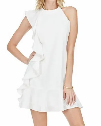 Jade Raven Ruffle Dress In White