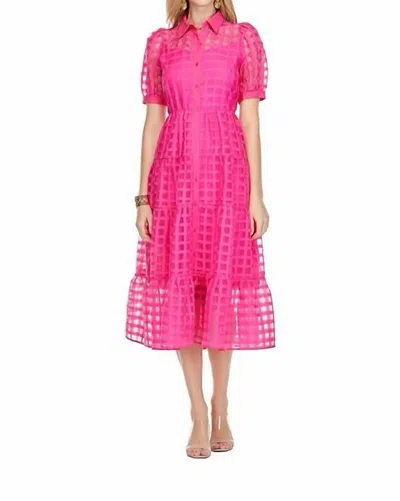 JADE RIBBON PRINT TULLE MAXI DRESS IN PINK