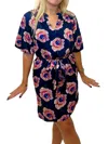 Jade Rosalia Puff Sleeve Dress In Navy/pink In Blue