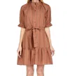 Jade Ruffle Bottom Dress In Brown Stripe In Brown