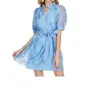 Jade Ruffle Neck And Hem Mini Dress In Blue In Blue