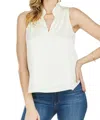 Jade Ruffle Neck Shell Blouse In Cream In White