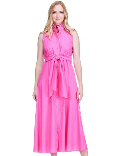 Jade Ruffle-neck City Midi Dress In Fuchsia In Pink