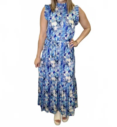 Jade Ruffles Maxi Dress In Blue