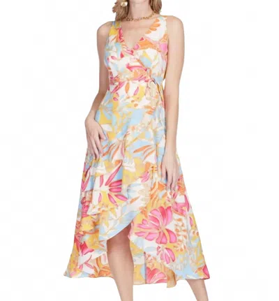 Jade Ruffles Side Wrap Dress In Island Breeze In Pink