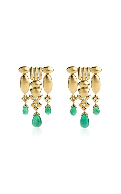 Jade Ruzzo 18k Yellow Gold Gloria Cocktail Earrings In Green