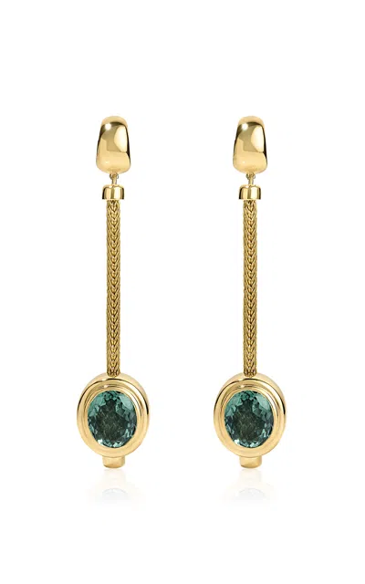 Jade Ruzzo 18k Yellow Gold Ooak Josephine Earrings In Blue