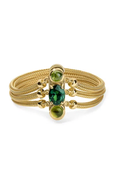 Jade Ruzzo 18k Yellow Gold Snare Strand Bracelet Green Tourmaline