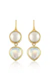 Jade Ruzzo Louise Convertible 18k Yellow Gold Pearl And Moonstone Earrings In White