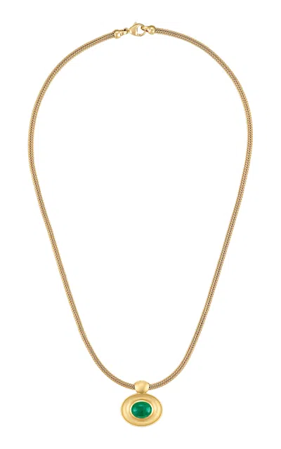 Jade Ruzzo Mini Gong 18k Yellow Gold Emerald Pendant