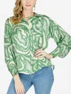 Jade Satiny Blouse In Tranquil In Green