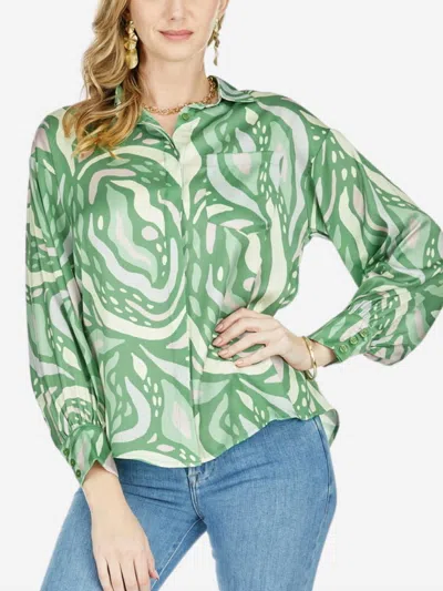 Jade Satiny Blouse In Tranquil In Green