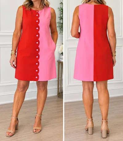 Jade Scalloped Dress In Red
