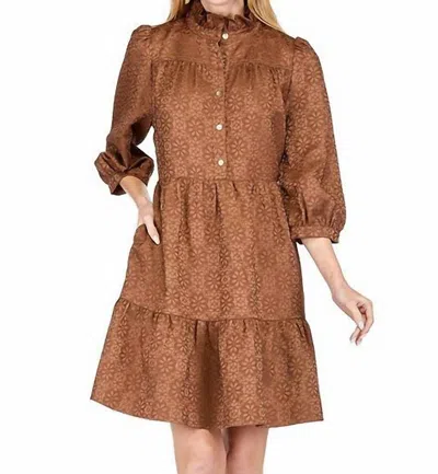 Jade Shelley Brocade Dress In Brown