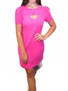 Jade Short Sleeve Keyhole Dress In Fuschia In Pink